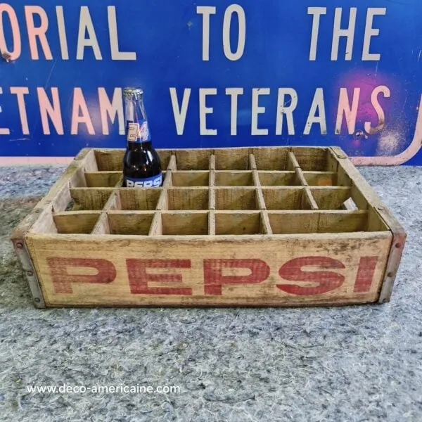 caisse en bois de transport de bouteilles de soda pepsi usa (copie)