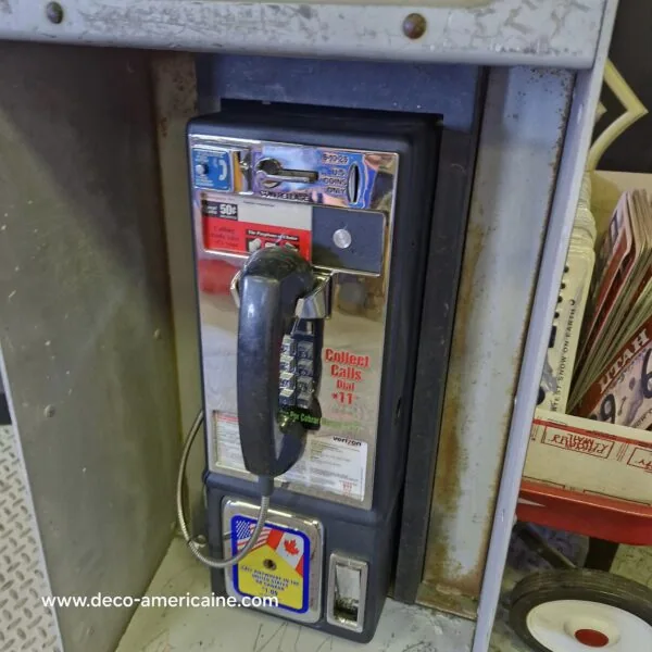 cabine murale avec payphone vintage de rue américain authentique silver "street condition" | pacific bell