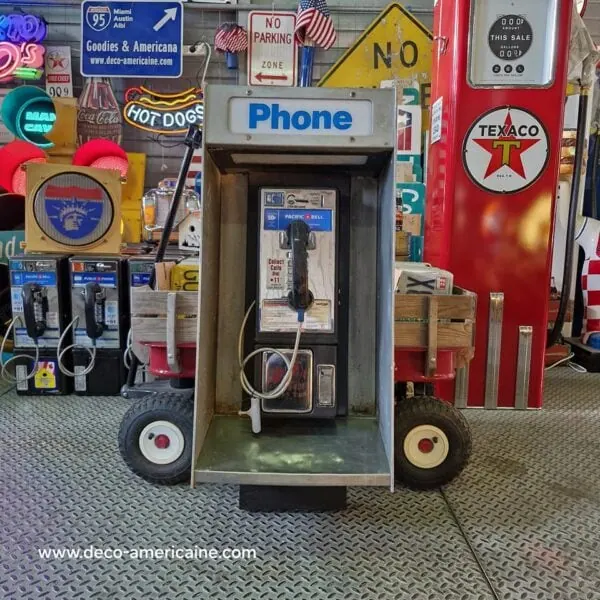 cabine murale avec payphone vintage de rue américain authentique silver "street condition"
