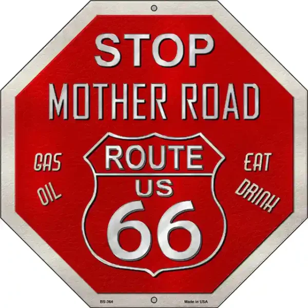 plaque déco américaine murale tole route 66 mother road stop