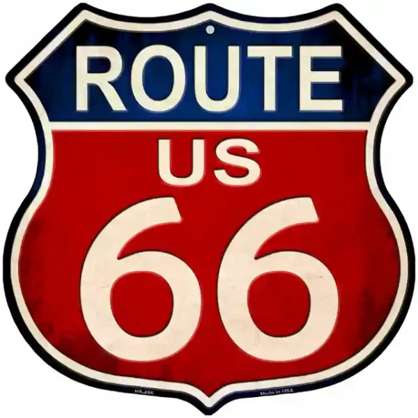 plaque déco américaine murale tole panneau de highway route 66 vintage
