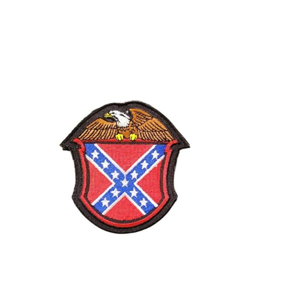 patche pour blouson de cuir ou veste jean american eagle and battle flag shield 8x7cm